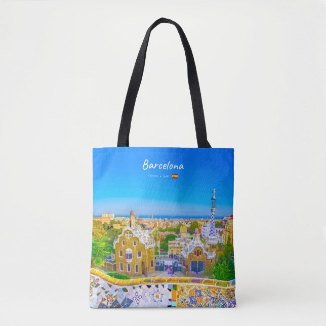 Tote Bag Barcelone, Espagne - Parc Guell Mosaïque Gaudi (Devant)