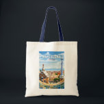 Tote Bag Barcelone Espagne Travel Art Vintage<br><div class="desc">Conception de voyage vectorielle rétro de Barcelone. Barcelone,  capitale cosmopolite de la Catalogne espagnole,  est connue pour son art et son architecture.</div>