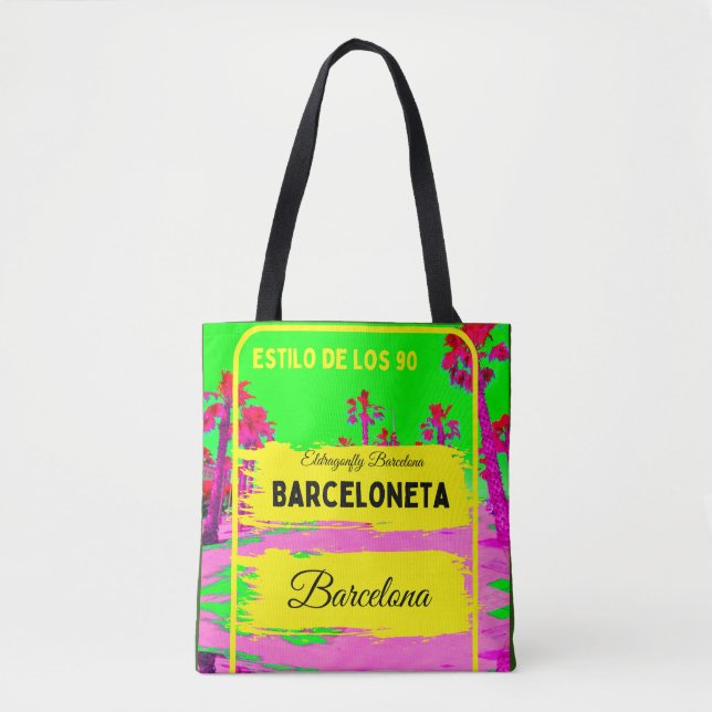 Tote Bag Barceloneta, sac-verde style barcelonais (Devant)