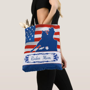 Tote Bag Baril emballant la maman de rodéo de drapeau