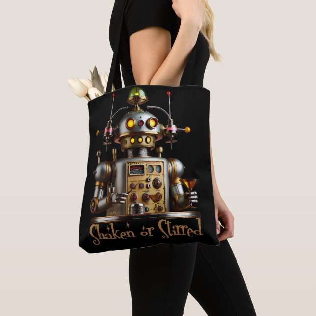 Tote Bag Barman Robot Futuriste "Secoué ou Remué" (De près)