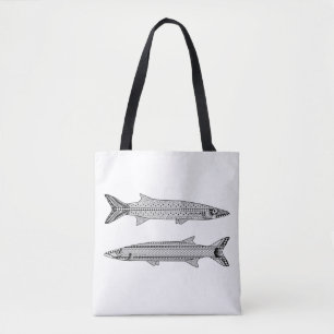 Tote Bag Barracuda Poisson Adult Coloration Full Fourre-tou