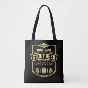 Tote Bag Barre Étiquette de brassage de bière foncée Stout