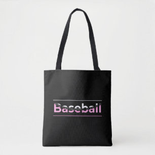 Tote Bag Base-ball Féminin - Typographie Géométrique Rose