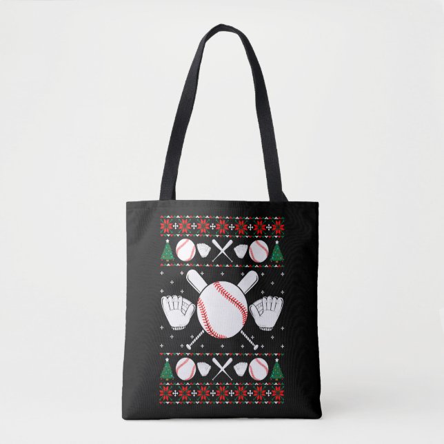 Tote Bag Base-ball Ugly Christmas Sweater (Devant)