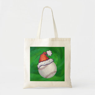 Tote Bag Baseball à Santa Hat sur Green