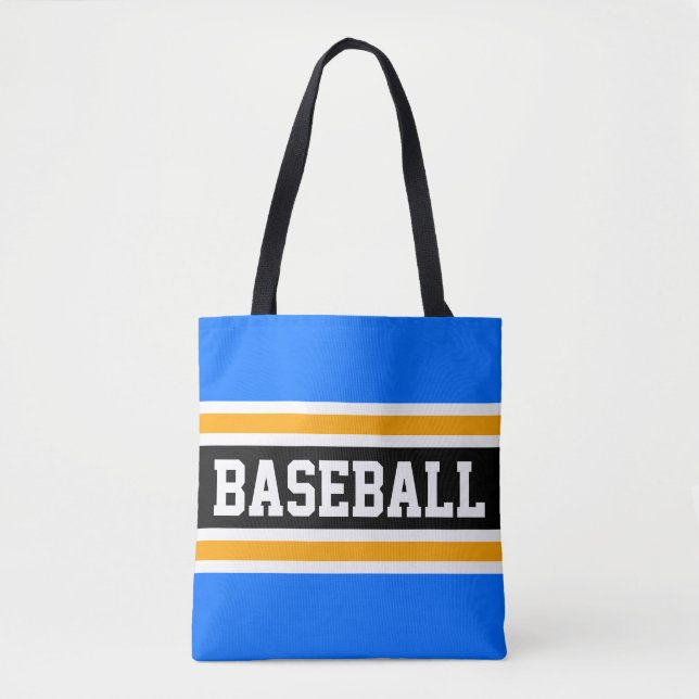 Tote Bag BASEBALL Athlétique Bleu clair Bleu Noir Jaune ray (Devant)