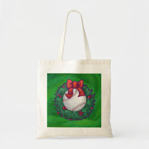 Tote Bag Baseball dans la couronne de Noël