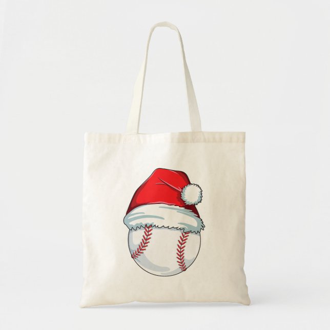 Tote Bag Baseball de Noël pour enfants Hommes Ball Père Noë (Devant)