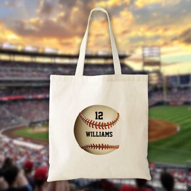 Tote Bag Baseball de sport personnalisé avec nom et numéro (Personalized Name Number Baseball Sports Tote Bag)