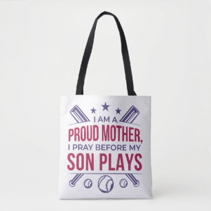 Tote Bag Baseball Fier Mère Je Prie Avant Que Mon Fils Ne J