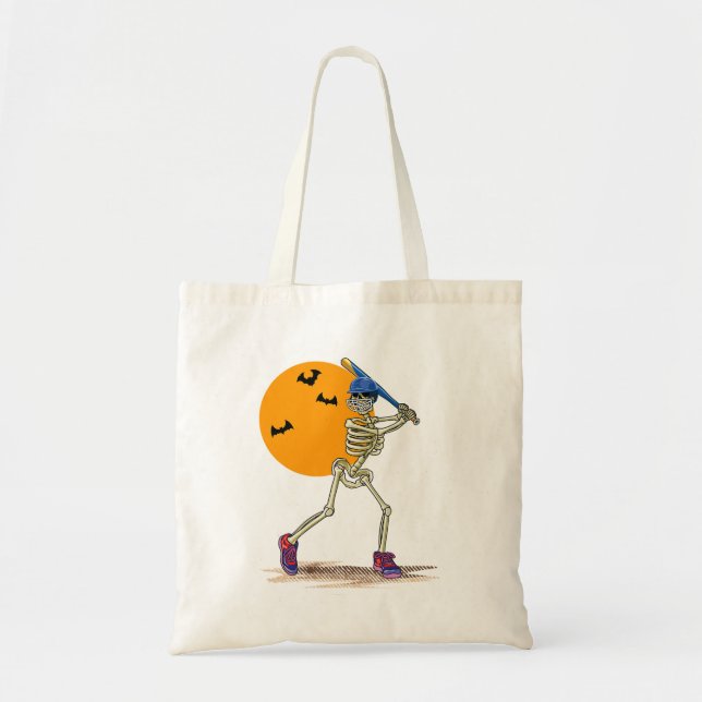 Tote Bag Baseball Skeleton Halloween Hommes garçons Basebal (Devant)