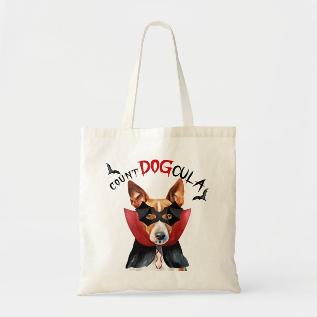 Tote Bag Basenji Vampire Chien Trick ou Traiter Halloween (Devant)