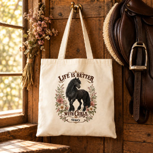 Tote Bag Bashkir Curl Américain Noir Personnalisé Floral