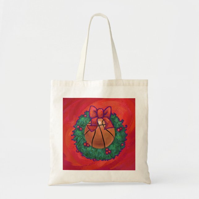 Tote Bag Basket-ball à l'intérieur de la couronne de Noël (Devant)