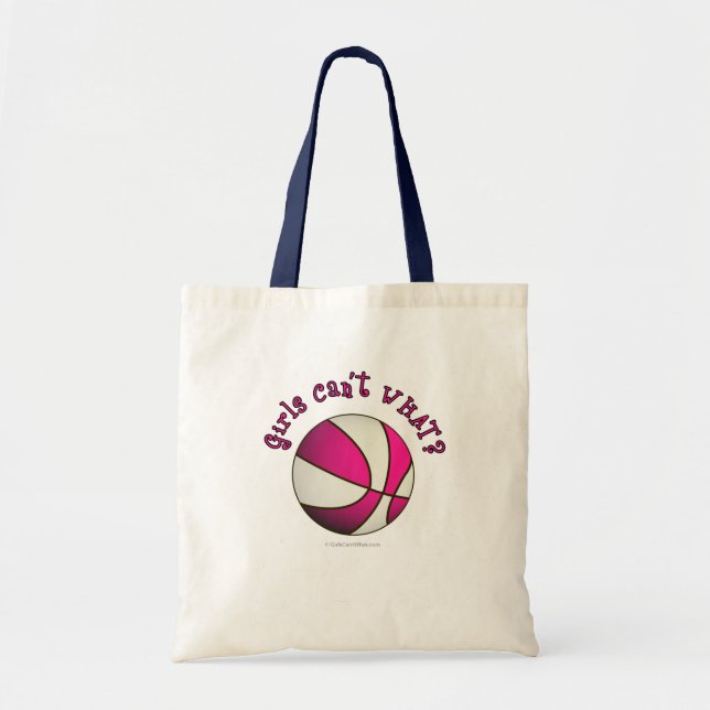 Tote Bag Basket-ball - Blanc/Rose (Devant)