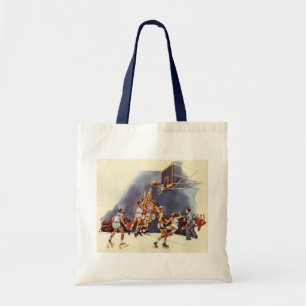 Tote Bag Basket-ball sportif vintage, joueurs dans un jeu