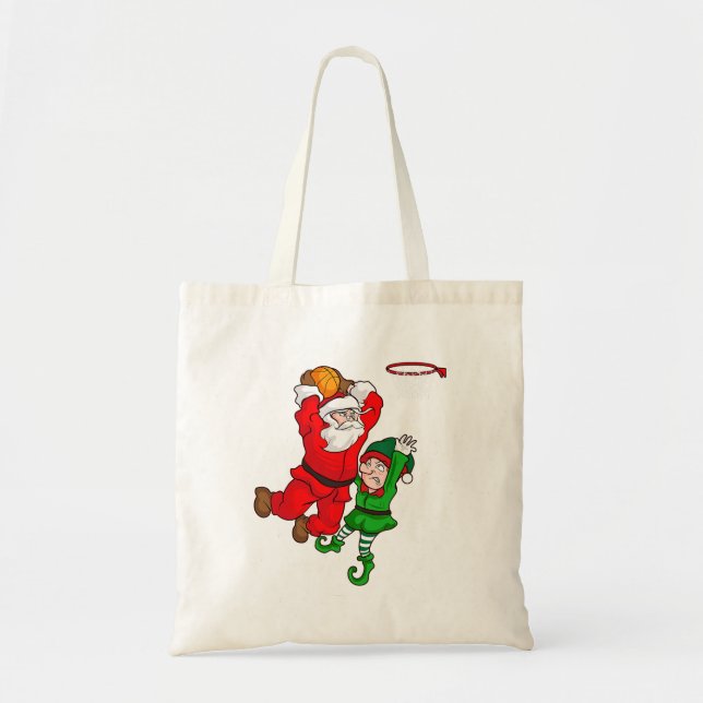 Tote Bag Basket de Noël Santa Claus Slam Dunk Elf Fun (Devant)