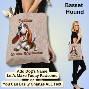 Tote Bag Basset Hound - Ajouter le nom du chien, modifier l