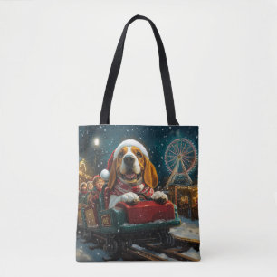 Tote Bag Basset Hound Chien Montagnes Russes Noël