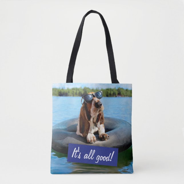 Tote Bag Basset Hound dans les lunettes de soleil (Devant)