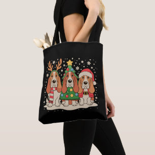 Tote Bag Basset Hound de Noël Santa Renne Chien Xmas