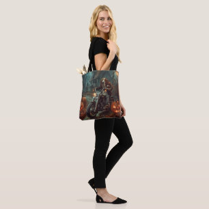 Tote Bag Basset Hound équitation moto Halloween effrayant