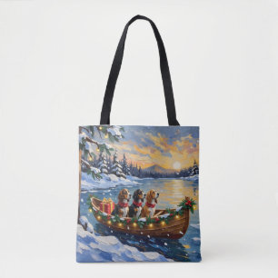 Tote Bag Basset Hound Noël Bateau Fêtes