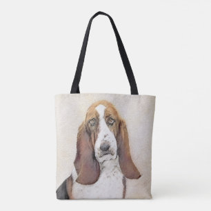 Tote Bag Basset Hound Painting - Cute Original Dog Art