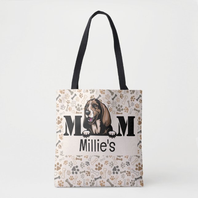 Tote Bag Basset Hound Peeking Personnalisé Maman (Devant)