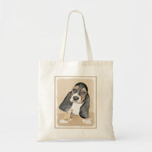 Tote Bag Basset Hound Peinture Chiot - Art Chien original