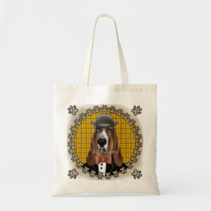 Tote Bag Basset Hound portant des lunettes