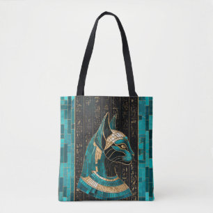 Tote Bag Bastet, déesse chatte égyptienne - Art mosaïque