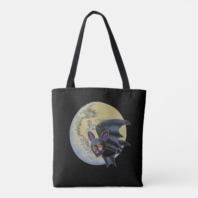 Tote Bag Bat à Pleine lune Halloween Drunk (Dos)