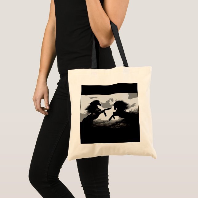 Tote Bag Bataille des Chevaux - Art Equin (Devant (produit))