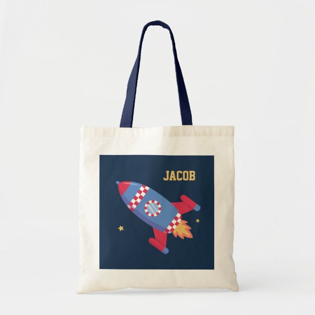 Tote Bag Bateau À Roquettes À damiers, Espace Extérieur, Po (Devant)