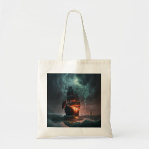 Tote Bag Bateau À Voile Combattant Vagues Et Tempête Dans L