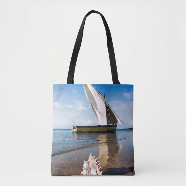 Tote Bag Bateau à voile et Shell | Mozambique, loge de (Devant)
