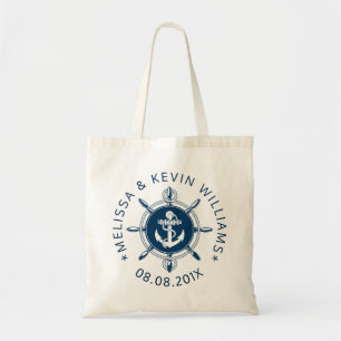 Tote Bag Bateau Bleu Marine Roue Et Ancre