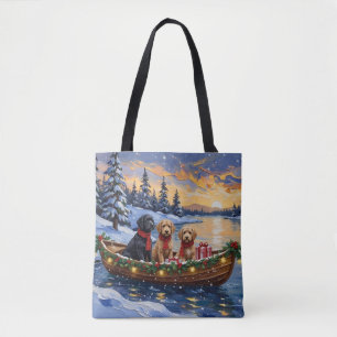 Tote Bag Bateau de Noël Bernedoodle pour les Fêtes
