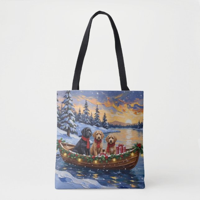 Tote Bag Bateau de Noël Bernedoodle pour les Fêtes (Devant)