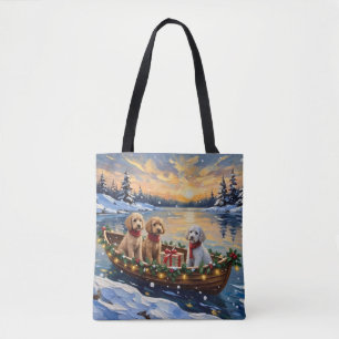 Tote Bag Bateau de Noël de Caniche Fêtes