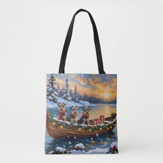 Tote Bag Bateau de Noël de Schnauzer pour les Fêtes (Devant)