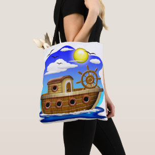 Tote Bag Bateau de pêche dessin animé 