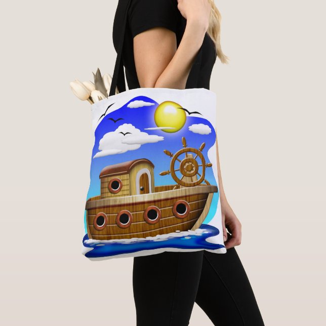 Tote Bag Bateau de pêche dessin animé  (De près)