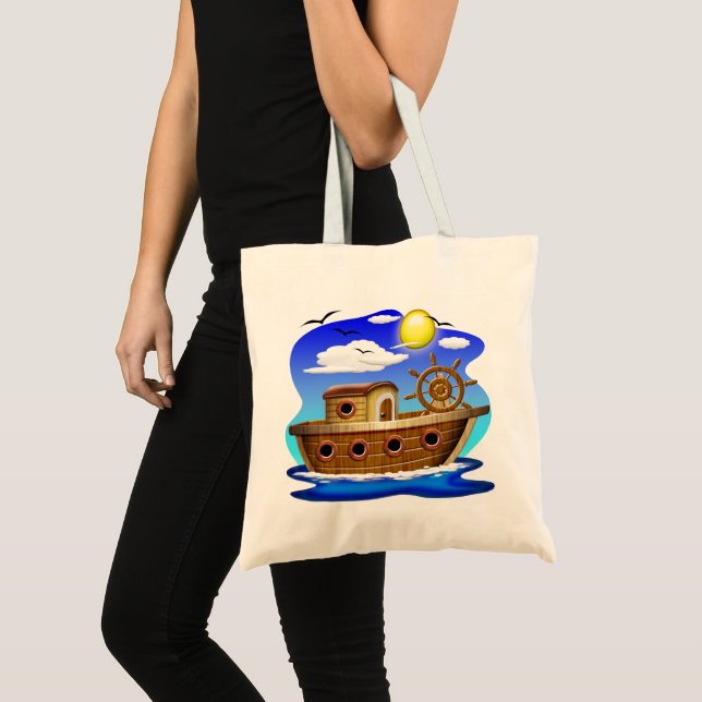 Tote Bag Bateau de pêche dessin animé  (Devant (produit))