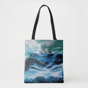 Tote Bag Bateau en mer dans la tempête, nautique