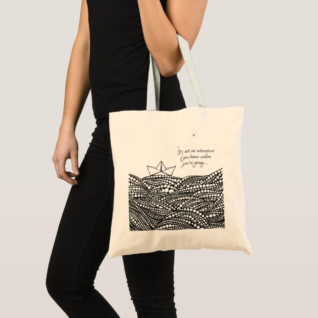 Tote Bag Bateau en papier crayon | texte de motivation (Devant (produit))