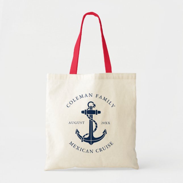 Tote Bag Bateau nautique Ancre famille Croisière sur mesure (Devant)