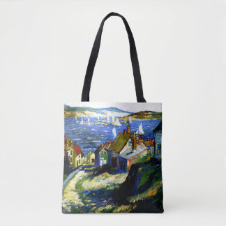 Tote Bag Bateaux à voile au port, peinture d'art